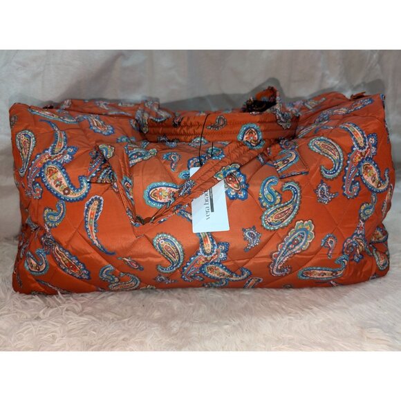 Vera Bradley Bag Large Orange Travel Duffel In Manor Paisley Print - Picture 1 of 7